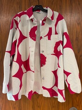 Marimekko Hot Pink & Cream Graphic Button-Front Overshirt